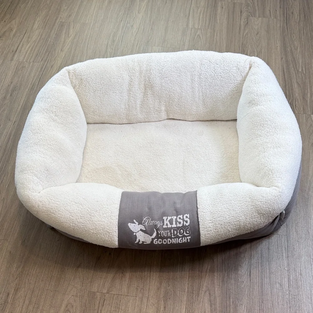 Cozy Cream and Gray Pet Bed